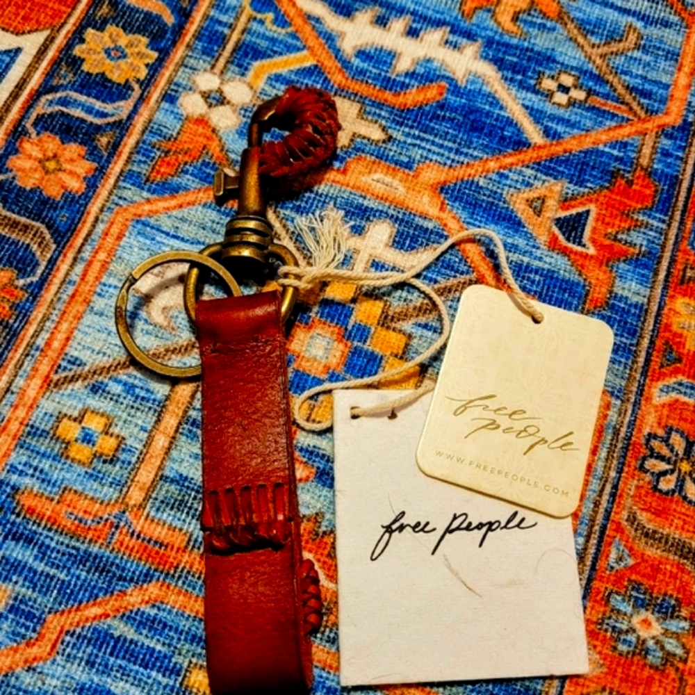 NWT Free People Brown Leather Keychain